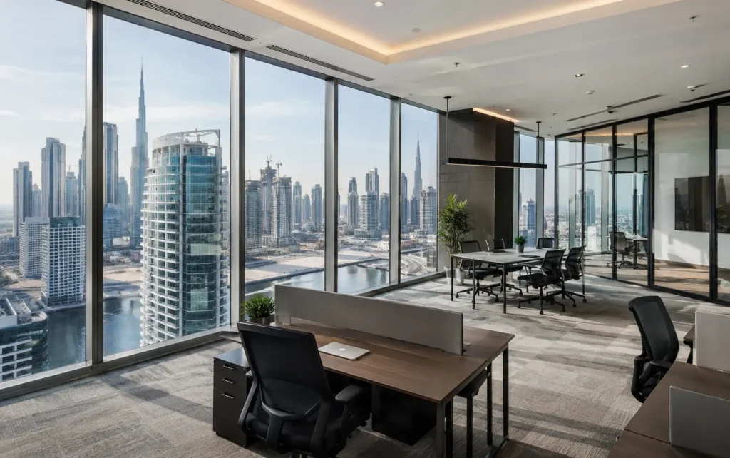 The Single Business Tower Features a Variety of Office Types